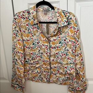 J. Crew Soft-shine Pajamas set in holiday jungle print size S NWT